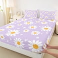 thumbnail image 3 of Homewish Groovy Flower Floral Twin Sheet Sets, Dreamy Purple Cartoon Twin Fitted Sheet, Princess Style Flat Sheet, Microfiber Bedroom Decor, 3-Piece, 3 of 7