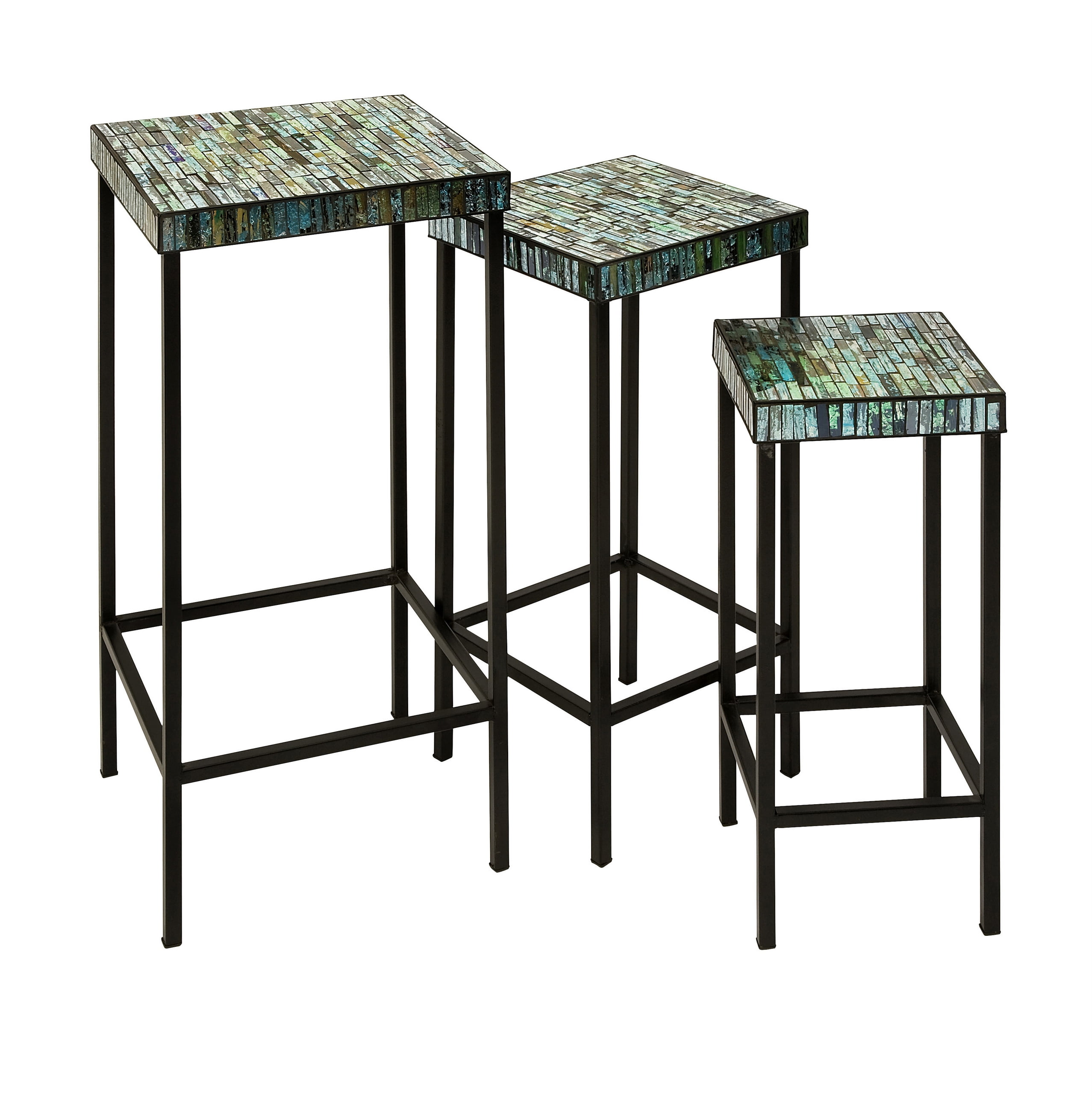Elegant Aramis Mosaic Glass Tables Set of 3