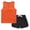 Orange, variant on WRKEKC Summer Outfits for Girls Solid Sleeveless Round Neck Vest Top Elastic Waist Shorts Two Piece Set 1-12 Years