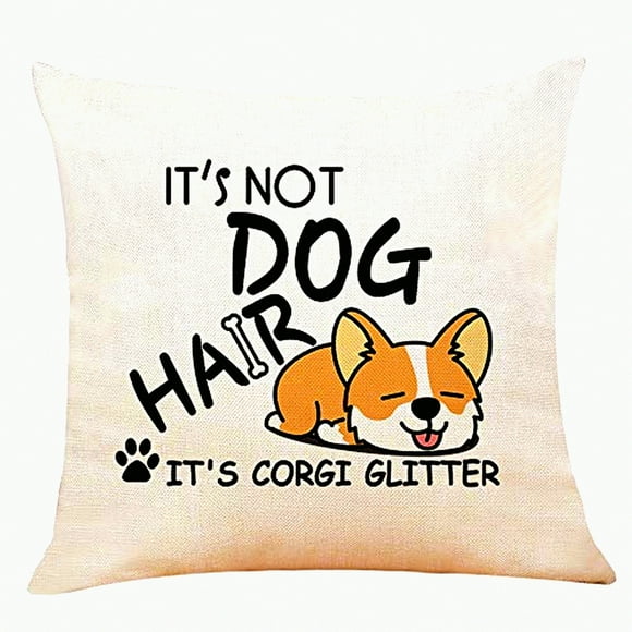 Corgi Citation Drôle Pailletée Coussin - Cadeaux Mignons Corgi pour Canapé Lit Décoration Maison - Housse de Coussin 18 x 18 Pouces - Housse en Coton Lin Corgi Lovers