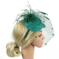 thumbnail image 5 of Women's Feather Fascinators Hat - Hair Pin Headwear Pillbox Hat Green (One Size), 5 of 6