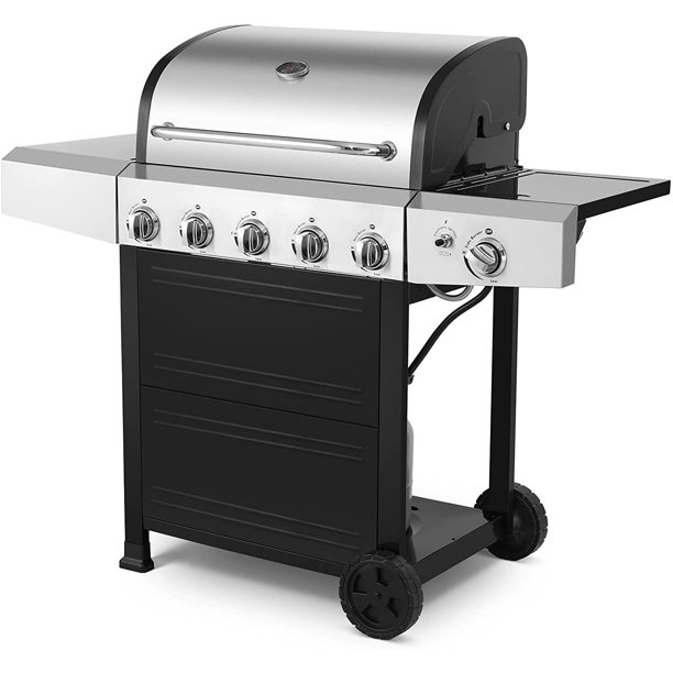 Gizcam 5+1Burner Propane Gas Grill, Stainless Steel Propane Grill with Side Burner, 63000BTU