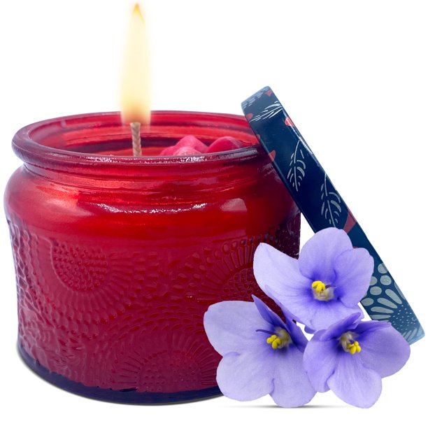Vela de cera de soja Relaxcation Bella's Kiss Aroma, tarro de vidrio rojo