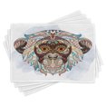 thumbnail image 1 of Ambesonne Monkey Place Mats Set of 4, Totem, Standard Size, Teal and Brown, 1 of 6