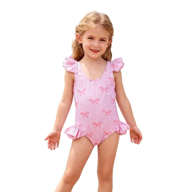 Niñas Traje de Baño de Verano Impreso Unido para 4-8 Años de Edad de Tela Suave Trajes de Baño de Niños para Niñas