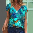 thumbnail image 2 of PVCS Womens Tops Women's Fashion Summer V-Neck Short Sleeve Printed Casual T-Shirt Blouse Tops, 2 of 5