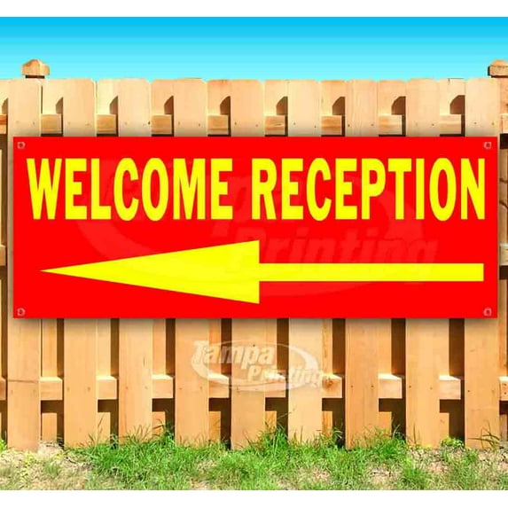 Welcome Reception 13 oz Vinyl Banner With Metal Grommets