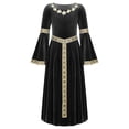 thumbnail image 4 of TiaoBug Robe à Manches Longues Évasées pour Filles Enfants, Robe de Princesse Médiévale, Robes Maxi Renaissance, Robes de Bal, Noir 14, 4 of 7
