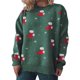 thumbnail image 2 of TRKIYQC Tops de punto de Navidad para mujer, calcetines de manga larga con cuello redondo, suéter informal suelto estampado TRKIYQC moda, 2 of 8