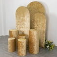 thumbnail image 5 of Efavormart Set of 5 Champagne Crushed Velvet Cylinder Plinth Display Box Stand Covers, Premium Pedestal Pillar Prop Covers, 5 of 5