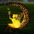 thumbnail image 3 of 2X Estatuas de Lámpara de Jardín Solar para Decoración Al Aire Libre, Estaca de Luz de Estatuilla de Luna de Hadas, Adorno de Inauguración de la Casa para Patio, Césped, Patio, 3 of 5