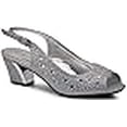 thumbnail image 3 of Enzo Romeo Lime01 Sandales Compensées à Talon Bas et Bout Ouvert pour Femmes avec Strass (8, Argent), 3 of 4