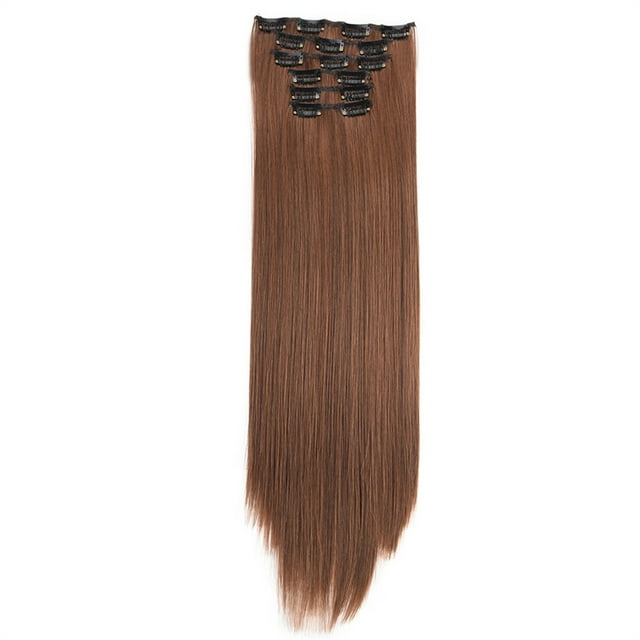 Mode Cheveux Longs Clip dans les Extensions de Cheveux Pleine Tête Perruque Droite