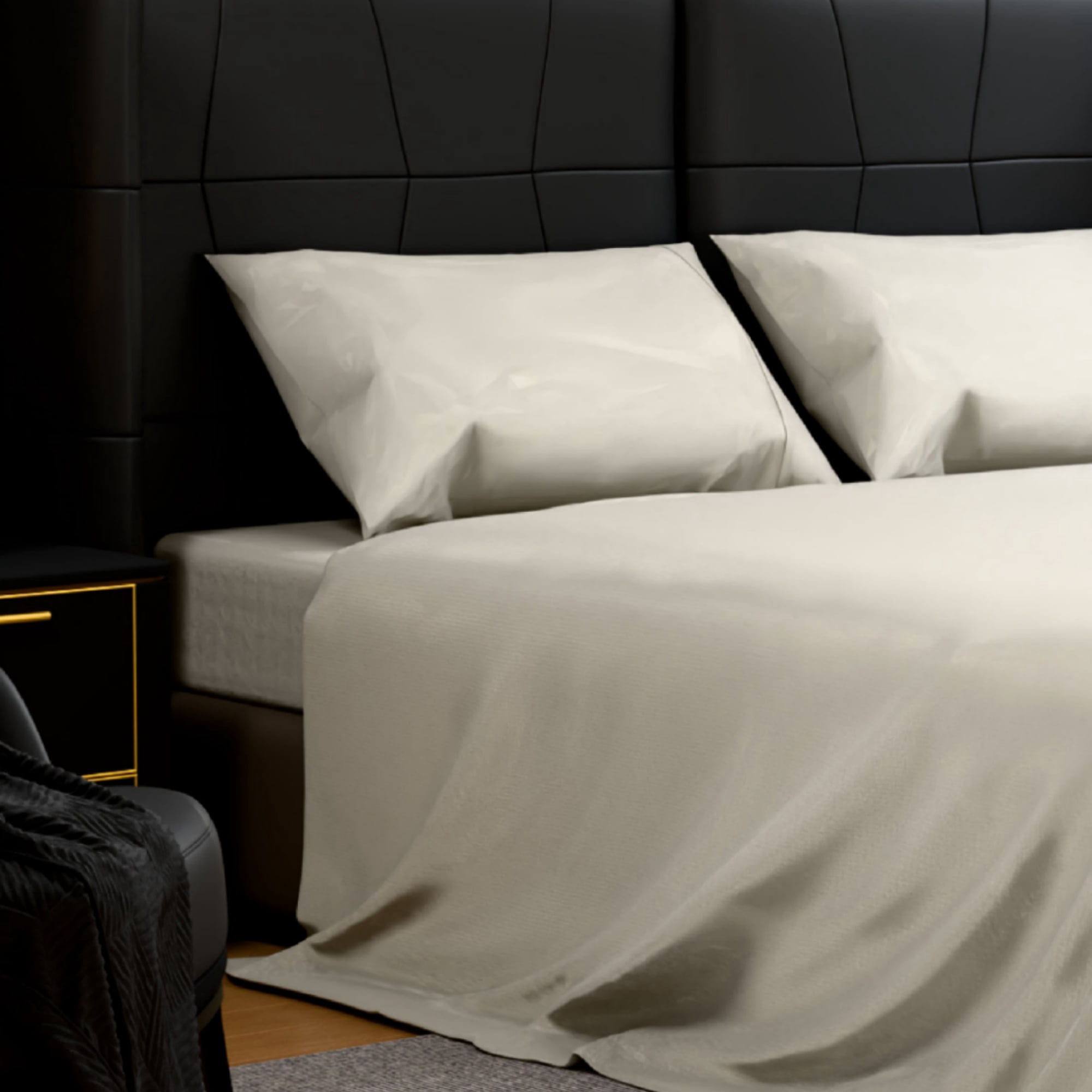 GARITIN Brushed Microfiber Queen 4-Piece Bed Sheets Set, 90GSM Ultra-Soft Breathable Bedding with 2 Pillowcases, 14-Inch Deep Pocket Fitted Sheet, Shrinkage Fade Wrinkle Resistant Easy Care, White