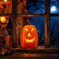 thumbnail image 7 of Halloween Light Up Pumpkin Jack O Lantern Pumpkins Decor Vintage Plastic Pumpkin Statue Halloween Table Decor Vintage Jackolentern Pumpkins Lights for Porch, Fireplace Mantle Home Party Decor, 7 of 7
