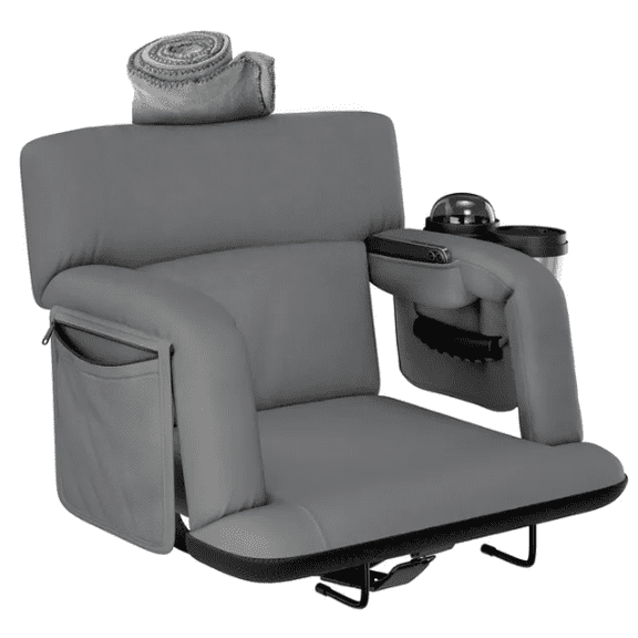 Premium Reclining Stadium Seat for Bleachers with Back Support 6 Reclining PositionsWaterproof Portable Outdoor Chair with Cup Holders Pockets