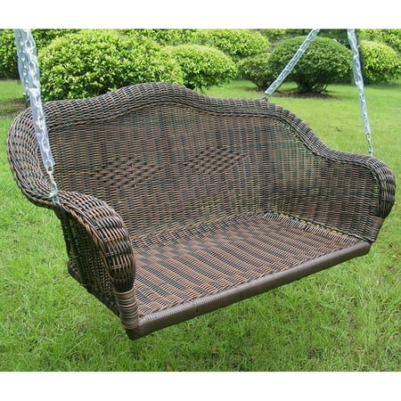 Maui Resin Wicker Steel Hanging Loveseat Swing