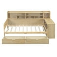 thumbnail image 3 of Twin Size Daybed with Side Bookcase and Storage Drawers, Wood Platform Bed Frame, Natural, 3 of 7