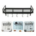 thumbnail image 4 of Wall Mounted Pot Rack 24 Inch Metal Pot Pan Storage Shelf Holder with 10 Hook for Home Kitchen Black, 4 of 21