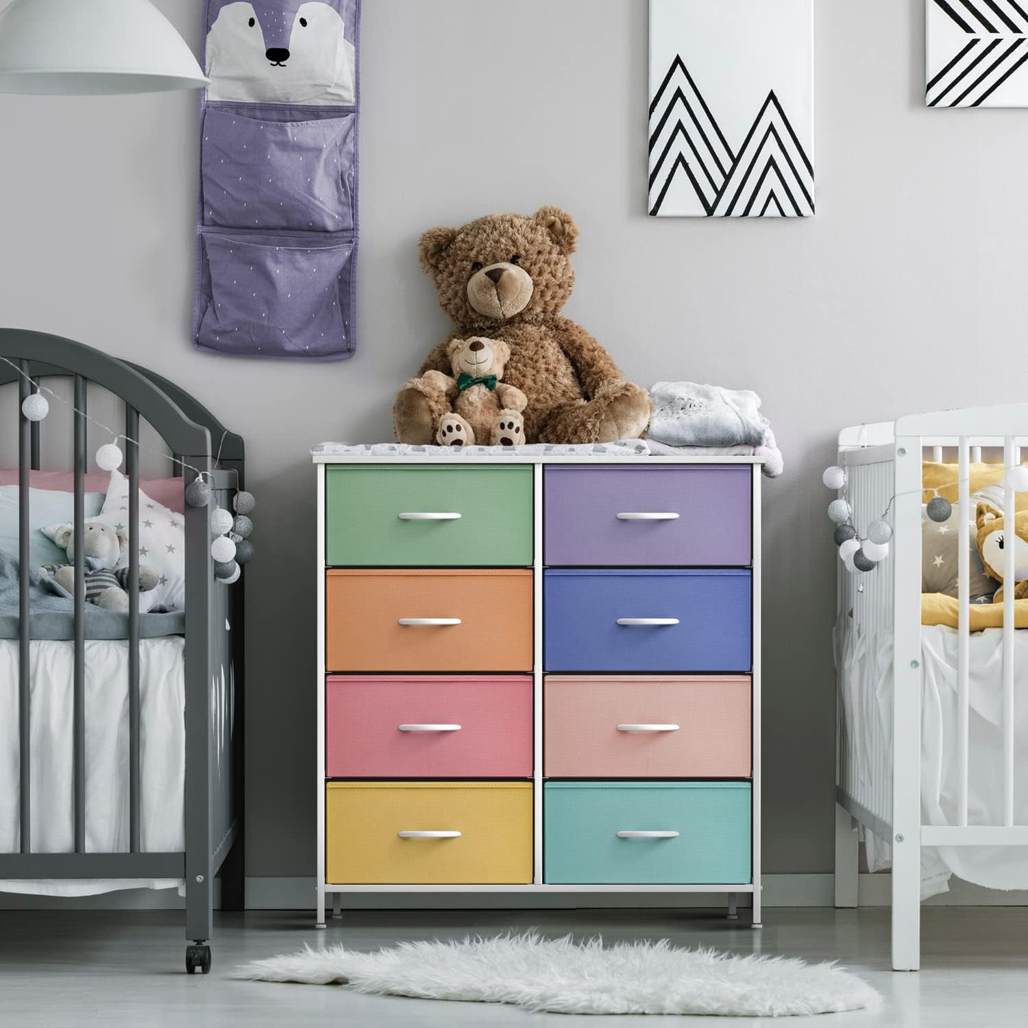 Sorbus Kids 8-Drawer Dresser Storage Tower, Steel Frame, Wood Top, Multi Pastel 2