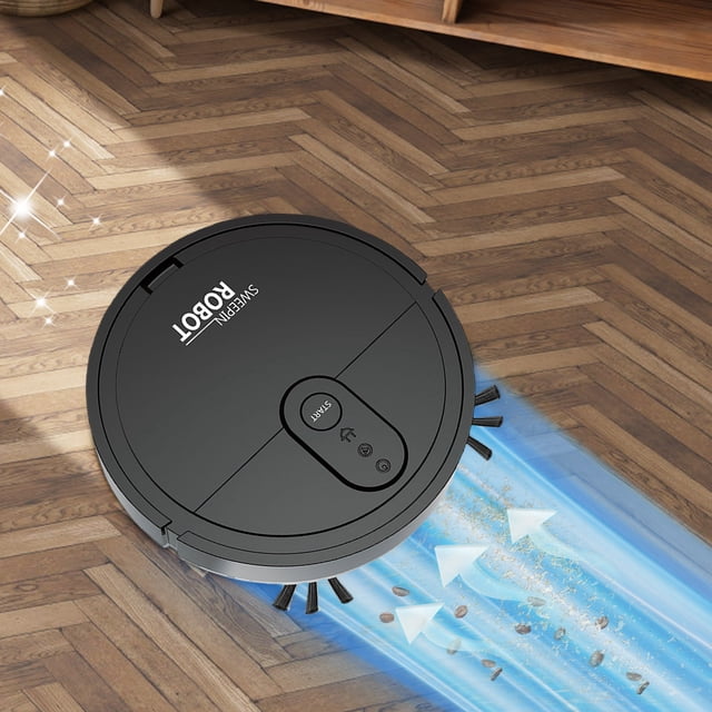 QIPOPIQ Robot Vacuum Cleaner, Sweeping Robot, Robotic Vacuum, Automatic Vacuum Robot, Ultra Slim Quiet, Cleans Hard Floors to Medium-Pile Carpets, Integral Memory Multiple Cleaning