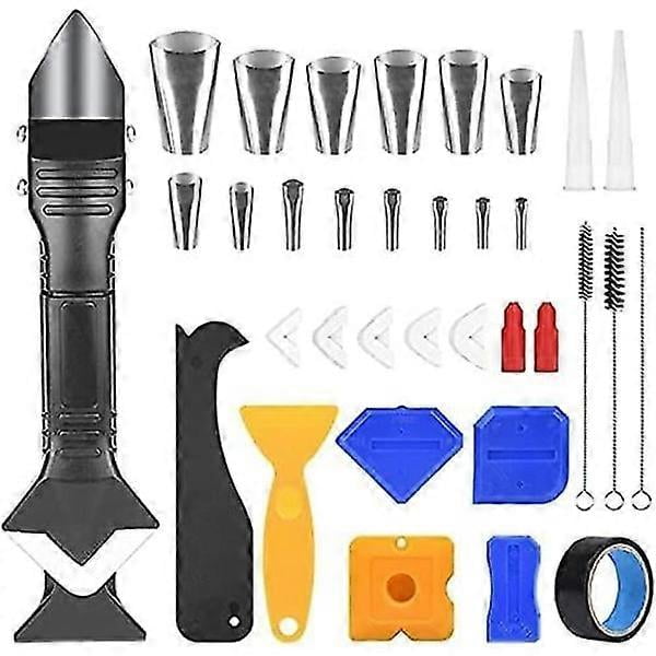 35 Pcs Silicone Caulking Tools, 3 in 1 Sealant Tool, Finishing Nozzles, Plastic Scraper Kit