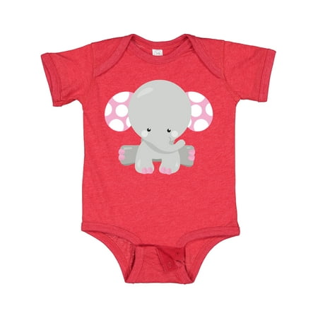 

Inktastic Cute Elephant Little Elephant - Pink Gray Gift Baby Girl Bodysuit