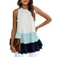 thumbnail image 3 of Gibobby Mujeres Verano Casual Tank O cuello Sleeveless Top Long Ruffle Tank Top Long Top(Marina,CH), 3 of 5