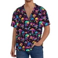 thumbnail image 3 of Honeii 's colorful mushroom Skull for men's short-sleeved button-up collared shirt featuring a pocket, perfect for beach vacations, and travel adventures., 3 of 5