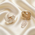 thumbnail image 3 of Yoursfs White Knot Clip on Earrings for Women Gold Plated Large Clips Non Pierced Ear Floral Earrings Jewelry Gifts, 3 of 6