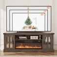 thumbnail image 3 of Yeahumalia 71'' Electric Fireplace TV Stand for 80'' TVs, Wooden Media Console Table, 1500W 36'' Fireplace, Grey, 3 of 8