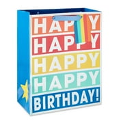 Large Multicolor Rainbow Happy Birthday Gift Bag, 10" x 12", by Way To Celebrate