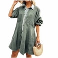 thumbnail image 2 of Livrdious Oversized Denim Dresses for Women Long Sleeve Button Down Denim Dress Womens Babydoll Jean Shirt Dresses, S-2X, 2 of 8