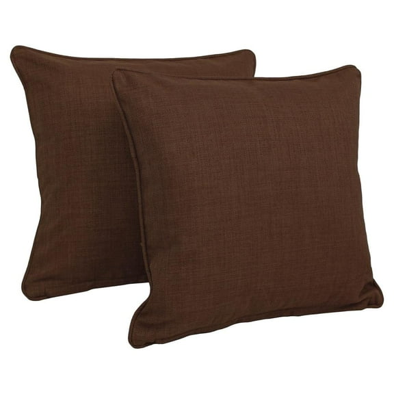 Blazing Needles 18-inch Double-corded Solid Outdoor Spun Polyester Square Throw Pillows with Inserts (Set of 2), Cocoa