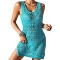 thumbnail image 1 of Maillots de Bain pour Femmes Sorties de Plage 2025 Été Crochet Ajouré Tricot Robe de Plage Bleue G, 1 of 10