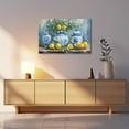thumbnail image 3 of Lemon Wall Art Kitchen Picture Vintage Citrus Fruit Canvas Prints Yellow Lemon with Pottery Blue Classical Painting Rustic Farmhouse Decor Framed (Blue, 12.00" x 18.00"), 3 of 6