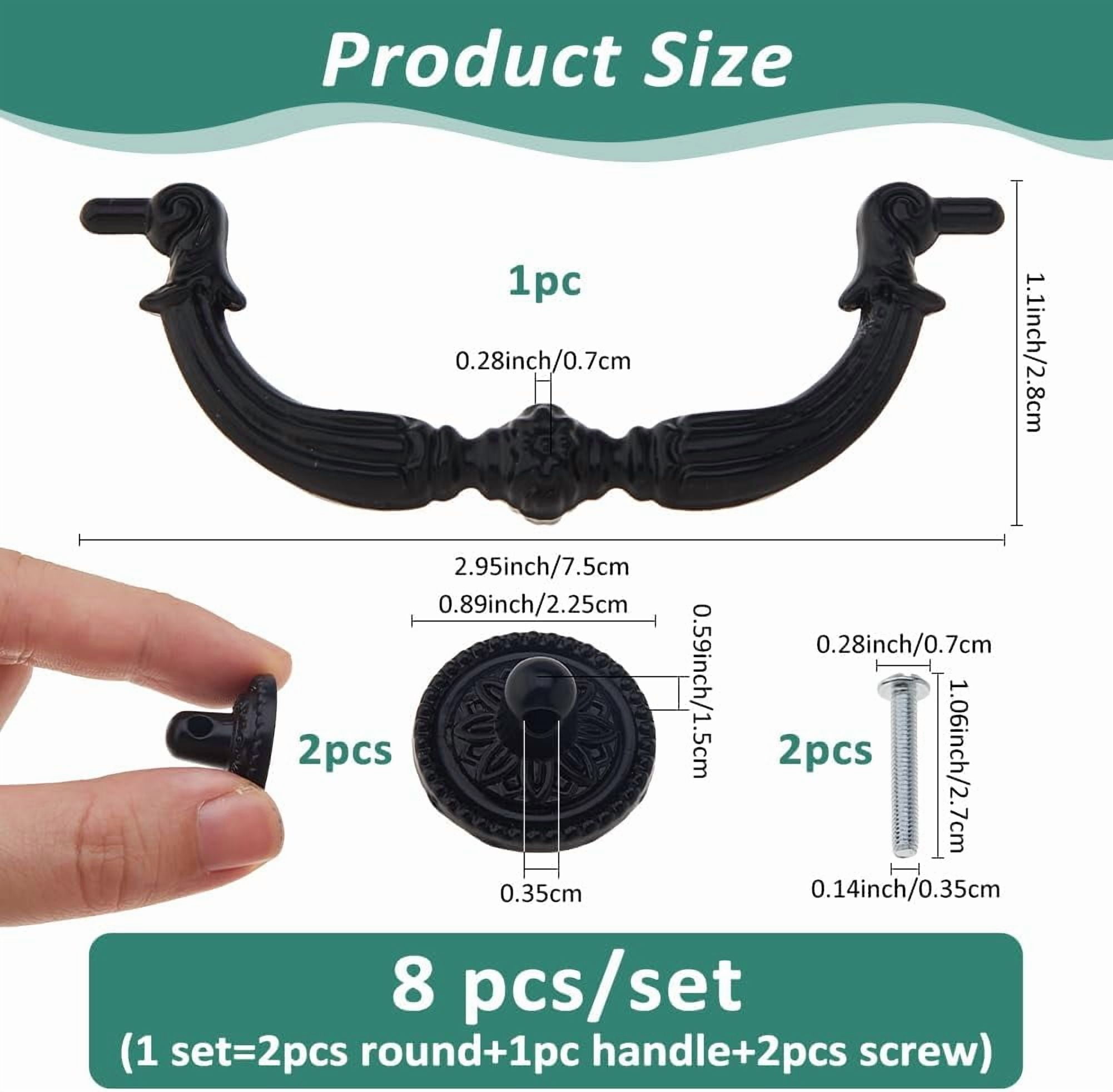 8 Sets Vintage Bail Pull Handles 3.74inch Hole Center Black Handles Alloy Drop Pulls Decorative Cabinet Pull Swing Dresser Pulls Handle DIY