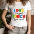 thumbnail image 3 of Teacher Graphic Tee – Love First Teach Second Inspirational School Shirt, Lavender, L, 3 of 6