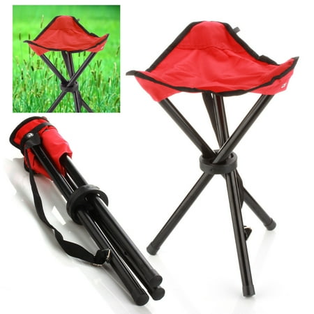 Camping Folding Stool (Red) Portable 3 Legs Chair Tripod Seat For Outdoor Hiking Fishing Picnic ...