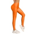 thumbnail image 2 of Gkeoshab Crz Yoga Leggings Women'S Sports Slim Fit Slimming High Yoga Pants Nylon High Waisted Glossy Leggings Orange XL, 2 of 7