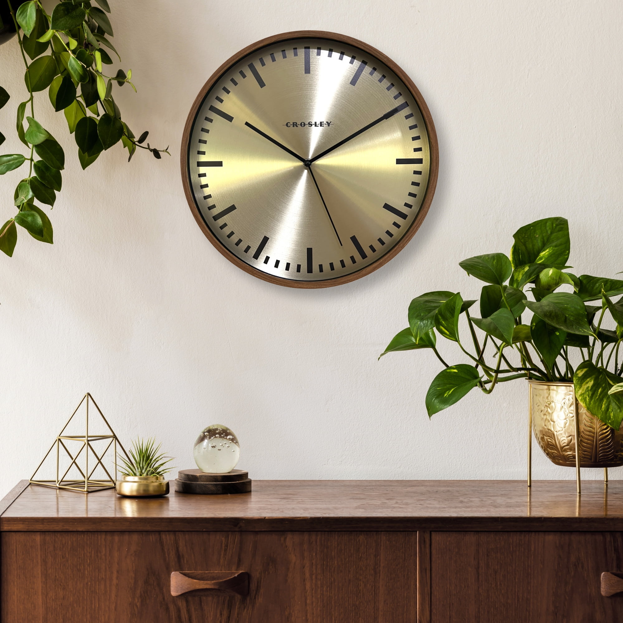 Westclox Elegant 14" Chestnut Woodgrain Wall Clock with Gold Dial – Classic Home Décor