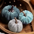 thumbnail image 4 of Pumpkin Decor 12pcs Artificial Fake Faux Velvet Foam Fabric Pumpkins Decoration for Fall Home Farmhouse Harvest Thanksgiving Decorative E, 4 of 8
