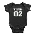 thumbnail image 3 of Body Twin Bodysuit Clothes Sports Jersey Numbers 01 and 02 Outfits Gift for Twins (Black, 12-18M), 3 of 5