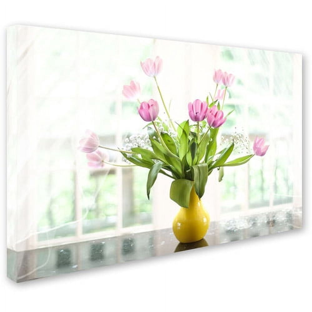 Trademark Fine Art "Pink Tulips in the Window" Canvas Art by Lois Bryan