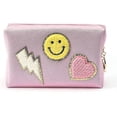 thumbnail image 1 of Preppy Patch Small Toiletry Bag Smile Lightning Heart Pu Leather Portable Waterproof Makeup Cosmetic Bag Daily Use Storage Purse Travel Organizer Comp, 1 of 5