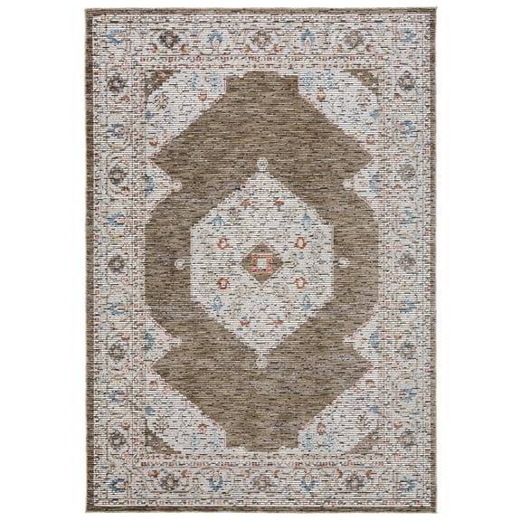 SAFAVIEH Sierra Vana Medallion Area Rug, Ivory/Olive Green, 5' x 8'