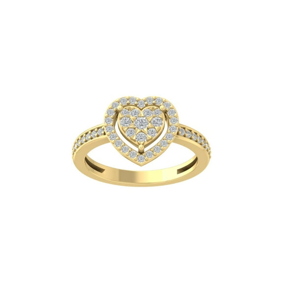 ARAIYA FINE JEWELRY 10K White Gold Lab-Grown Diamond Heart Ring (1/2 cttw Round-shape Lab-Grown Diamonds (D-F Color, VS Clarity) Size 6