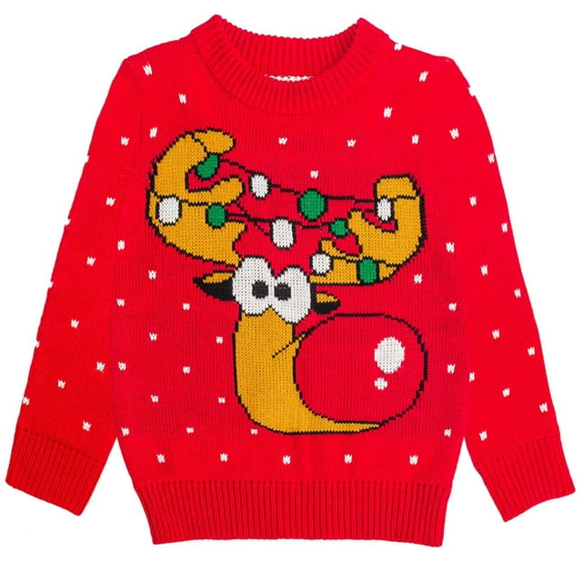 Tstars Boys Unisex Ugly Christmas Sweater Cute Reindeer Kids Christmas Gift Funny Humor Holiday Shirts Xmas Party Christmas Gifts for Boy Toddler Sweater Ugly Xmas Sweater