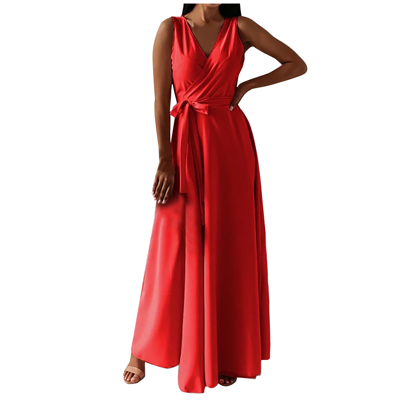 Gaecuw Guest Wedding Dresses for Women 2023 V Neck Sleeveless Champagne