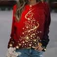 thumbnail image 2 of Camiseta holgada de manga larga con cuello redondo y estampado navideño para mujer Fridja FKASFK1022, 2 of 4